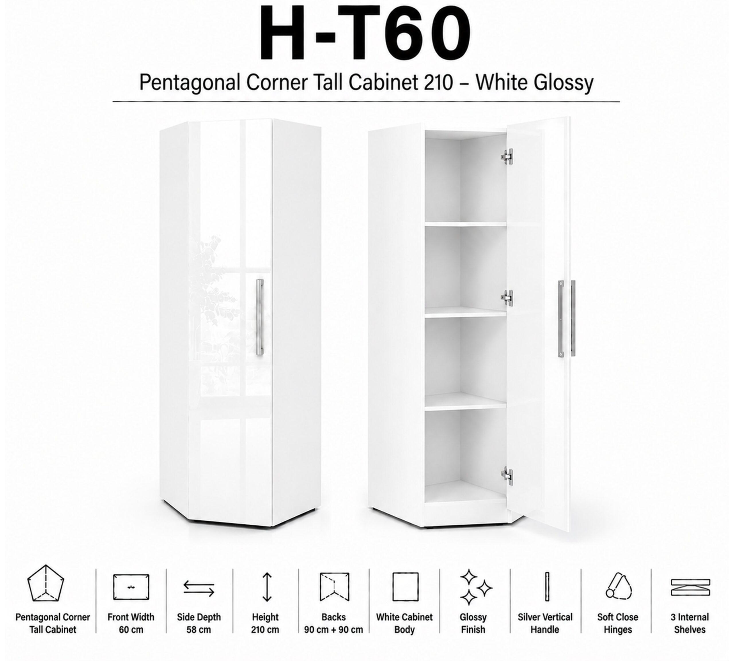 Pentagonal corner tall T210 W60 H-T60